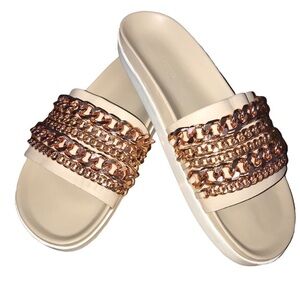 Kendall & Kylie Shiloh Chain Slip On Sandals Summers Slides Size 10